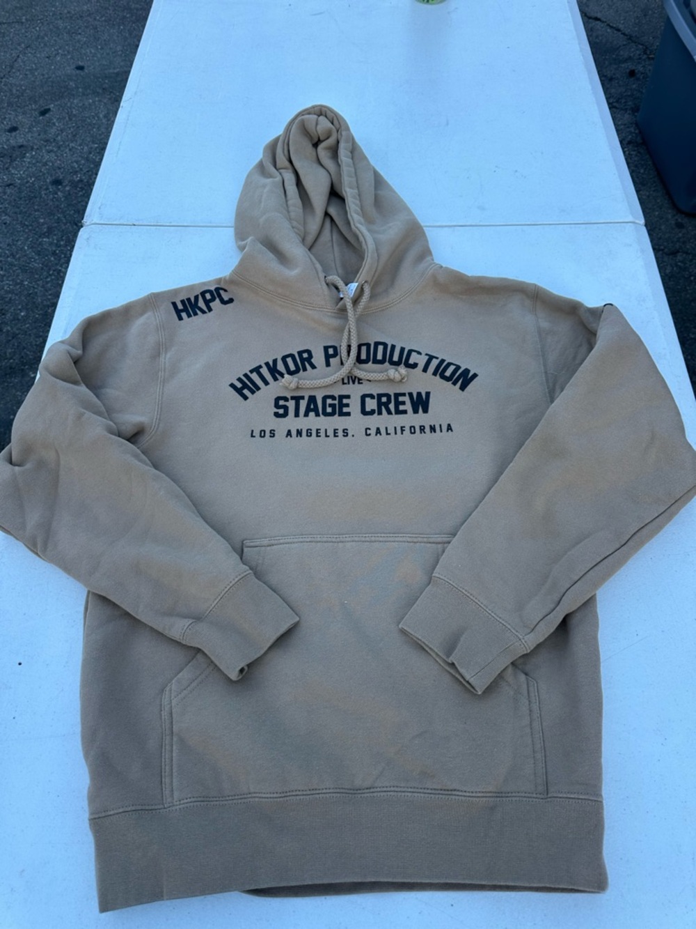 H&M Tan 'Stage Crew' Logo Hooded Sweatshirt